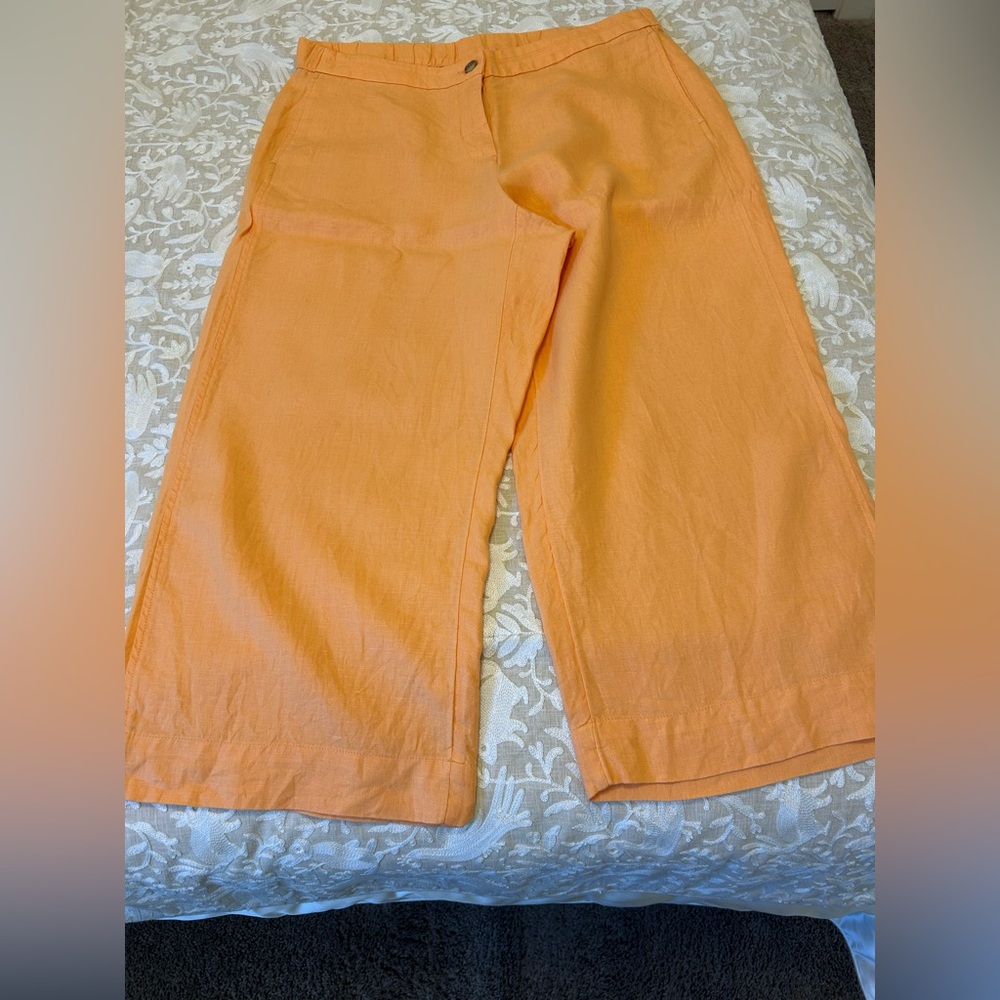 J. Jill Vibrant Orange Linen Pants